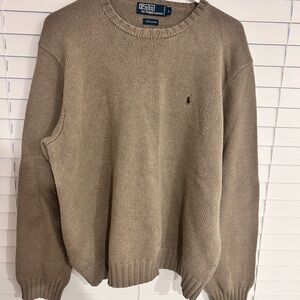 Vintage Ralph Lauren Men's Beige Crewneck Sweater